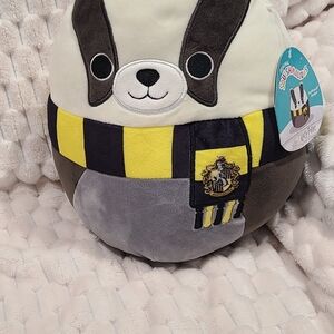 Squishmallows Hufflepuff Badger Squishmallow - Black, Yellow, White